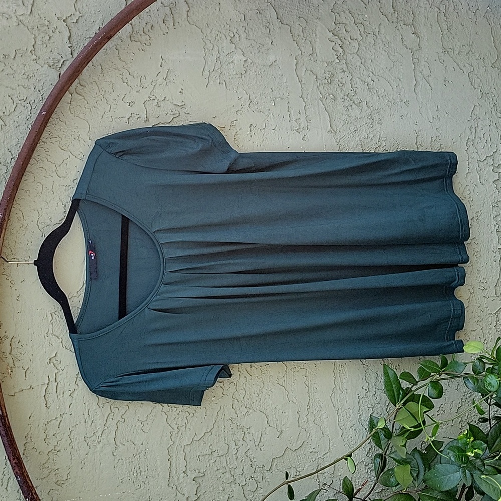 Flowy Dark Green Scoop Neck Blouse Womens Large
